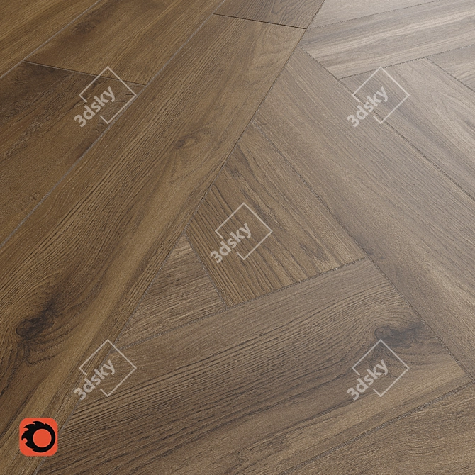 Kronewald Brown Wood Flooring Tile 3D model image 3