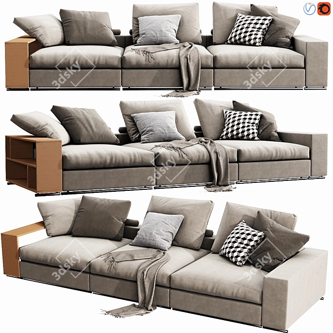 Flexform Groundpiece Sofa: Modern Design 3D model image 1