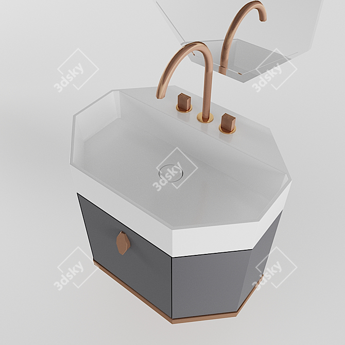 Diamond Design Vintage Sink 3D model image 2