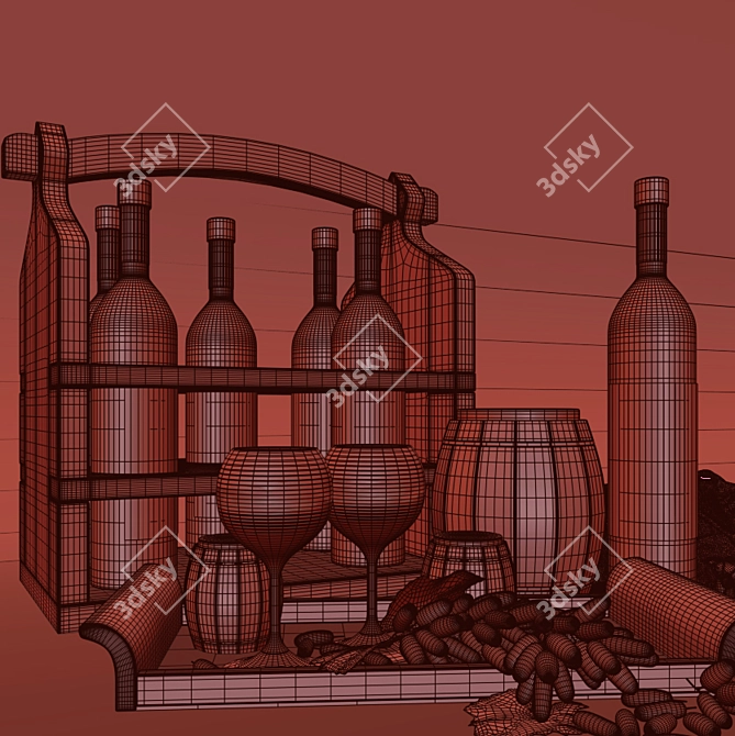 Title: Grapevine Wine Set 3D model image 3