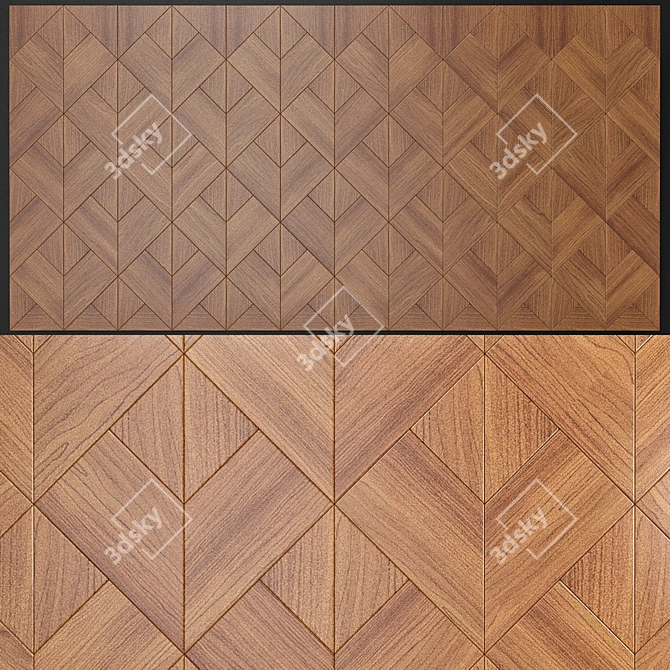 Elegant Wood Wall Panel 3D model image 1