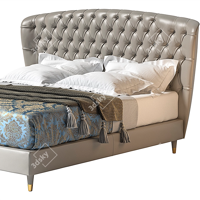 Sleek Black Tie Bed 3D model image 1