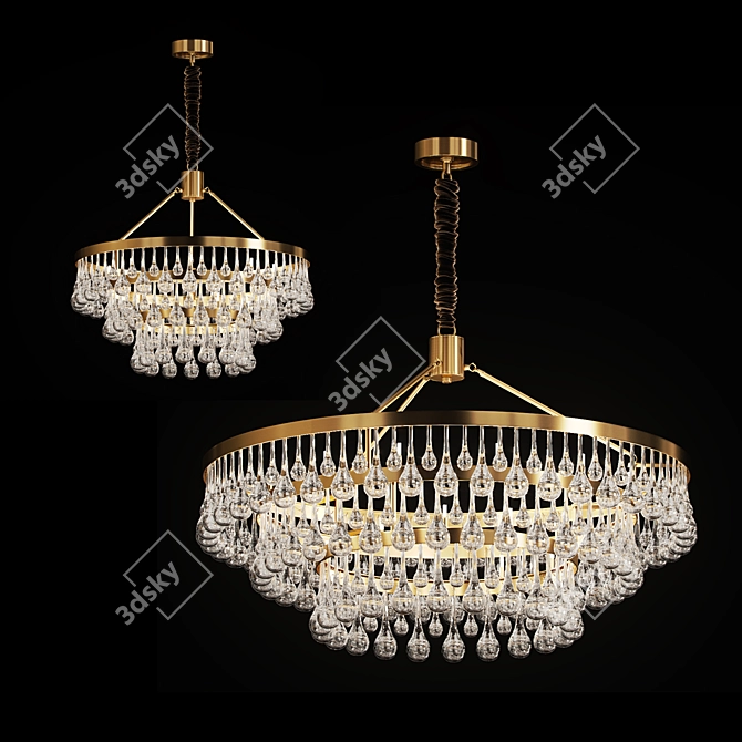 Elegant Glass Drop Chandelier 3D model image 1