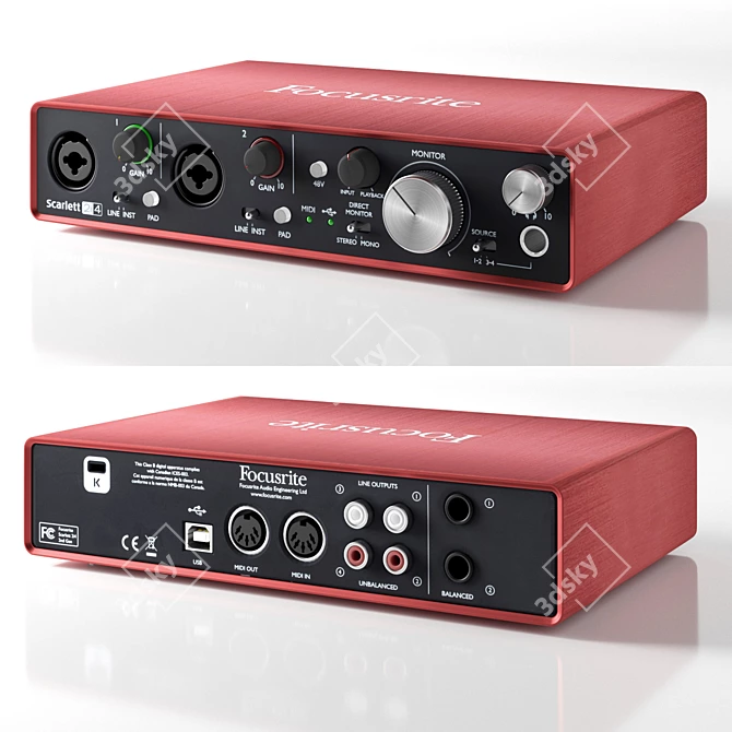 Focusrite Scarlett 2i4: Seamless Audio Interface 3D model image 1