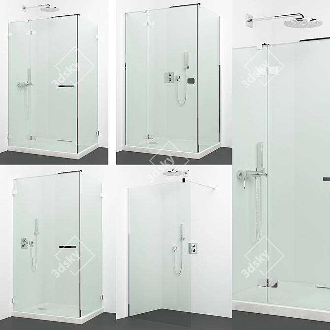 Luxury Shower Set: Radaway Shower Cabins + Grohe Faucets 3D model image 1