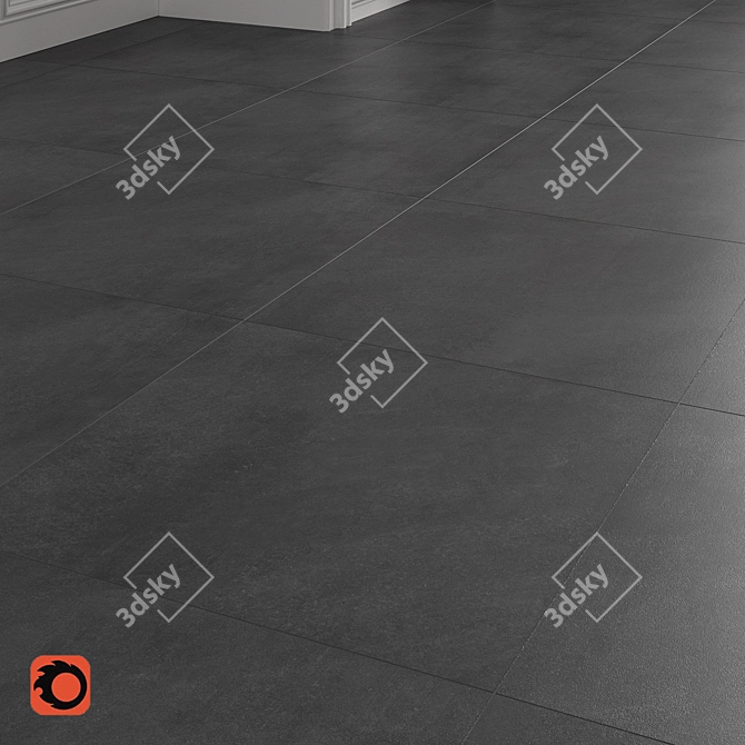 Anthracite Shadow Floor Tiles 3D model image 2