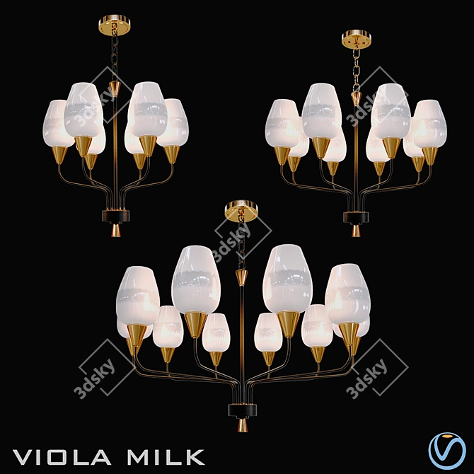 Elegant Viola Milk Pendant Lights 3D model image 1