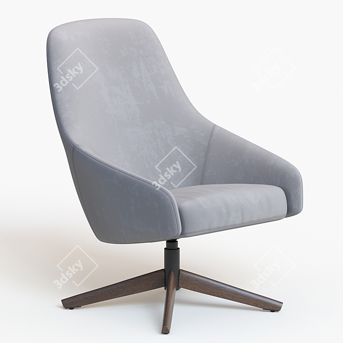 Montis PUK M: Stylish Swivel Armchair with Solid Wood or Aluminum Base 3D model image 1