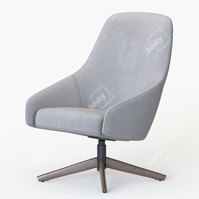 Montis PUK M: Stylish Swivel Armchair with Solid Wood or Aluminum Base 3D model image 2