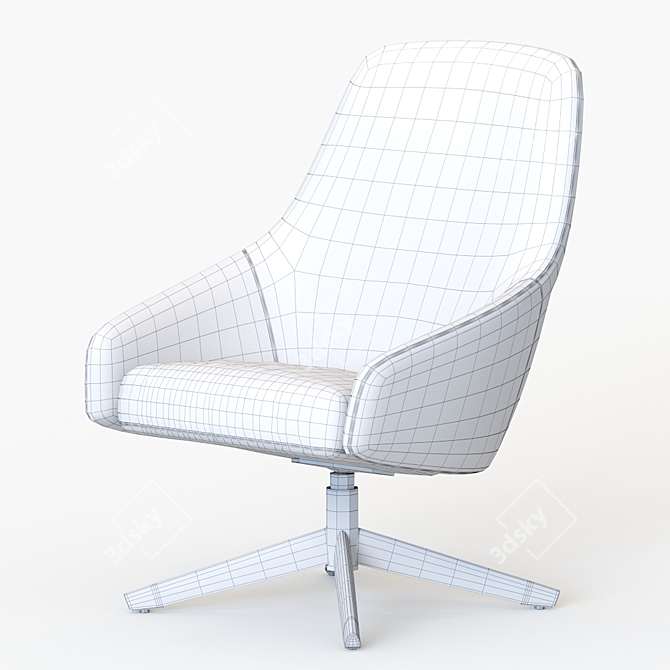 Montis PUK M: Stylish Swivel Armchair with Solid Wood or Aluminum Base 3D model image 3