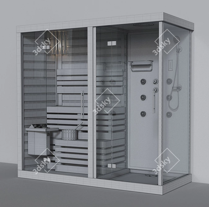 Finnish Sauna with Shower: Compact and Luxurious 3D model image 2