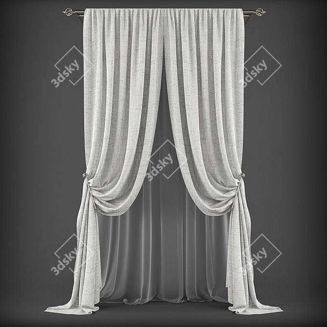 Elegant Curtain Panels 3D model image 1