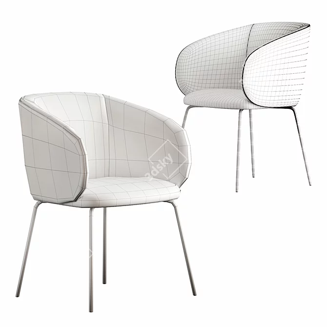 Luxurious Lucerne Velvet Chair 3D model image 3
