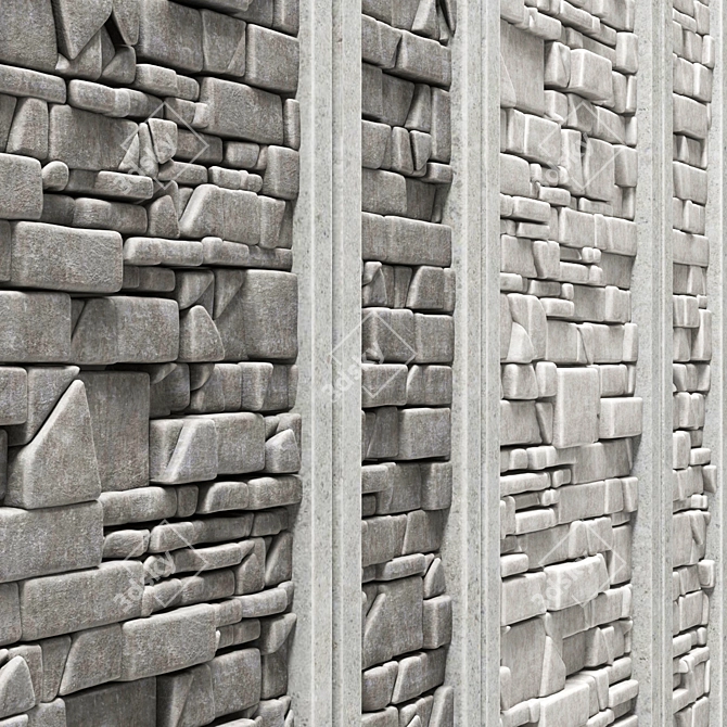 Stone Panel Frame: High-Quality 3D Textured Frame 3D model image 2