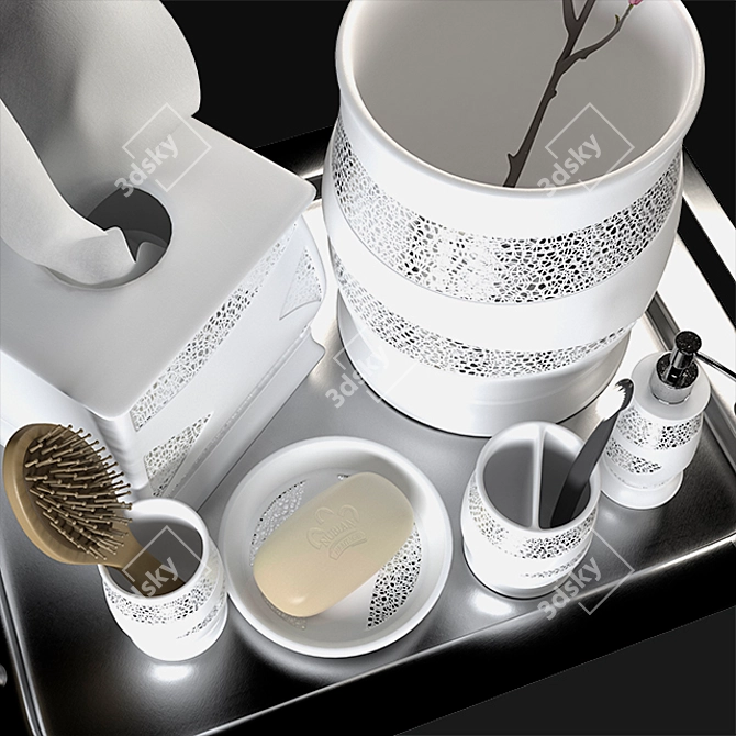 Elegant Silver Bath Set | Modern Bathroom Accessories 3D model image 2