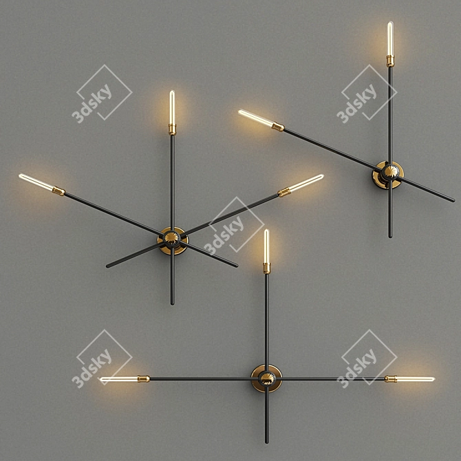 Industrial Urban Wall Light - 3 Heads 3D model image 1