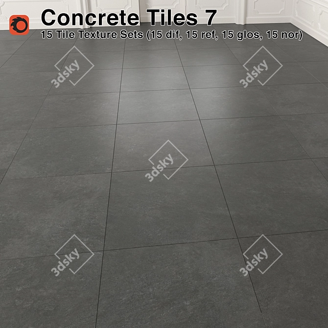 Premium Concrete Tiles Set 3D model image 1