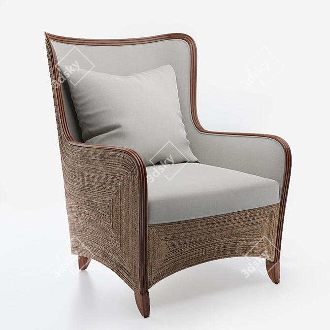 Kingston Wing Chair: Refined Elegance in Natural Rattan 3D model image 1