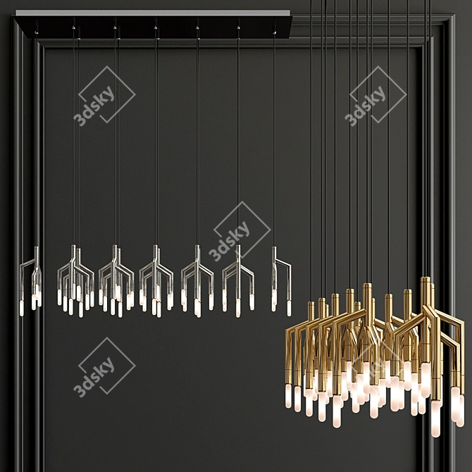 Elegant Rameau Linear Chandelier 3D model image 2