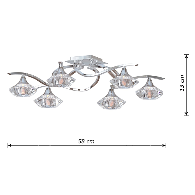 Tesalli VI: Elegant Chrome and Crystal Ceiling Light 3D model image 2