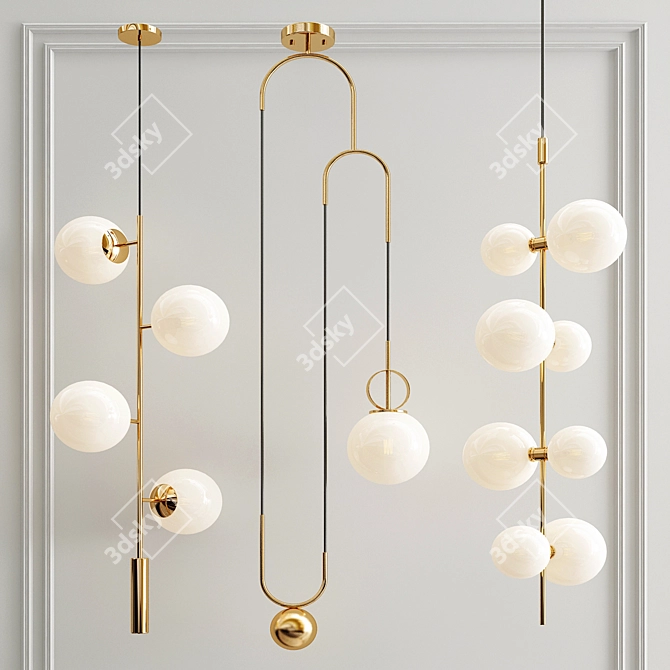 Exclusive Pendant Collection: Orb Lounge, Cradle Brass, ModernRail 3D model image 1