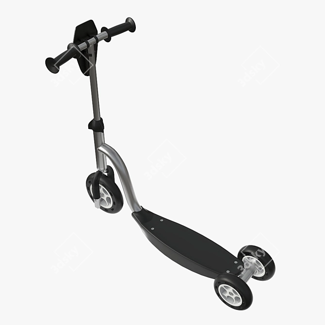 Sleek Kids Black Scooter 3D model image 3