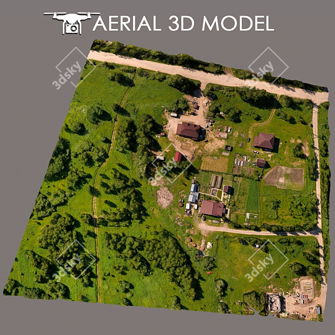 Title: Aerial Terrain Scan: High-Detail 3D Model 3D model image 3