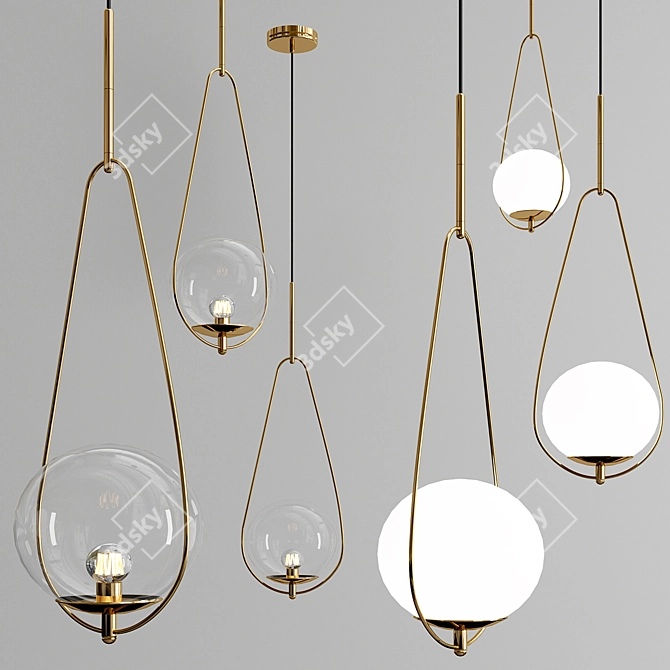 Elegant Copper Loop Pendant 3D model image 2