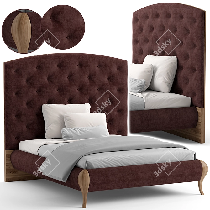 Sleek Barok Bed 3D model image 1