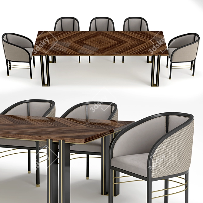 Elegant Frato Mascate Armchair & Kalmar Table 3D model image 1
