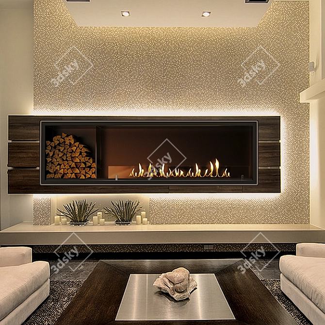 SappFire: Stylish Built-in Biofireplace 3D model image 3