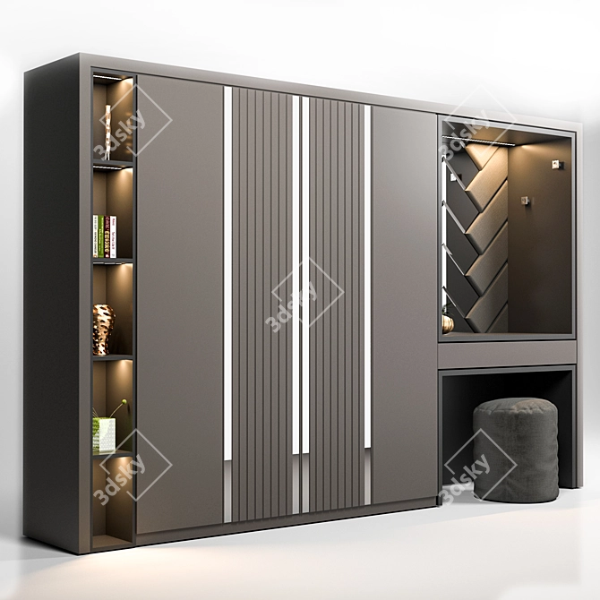 Sleek Wardrobe: 360x230cm | 3Dmax, OBJ, FBX | Texture Included 3D model image 2