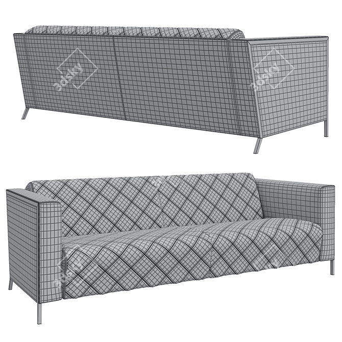 Stylish Triple Sofa: VISPO 3D model image 3