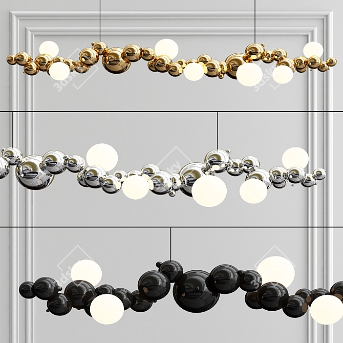 Sculptural Bubbly Linear Pendant 3D model image 2