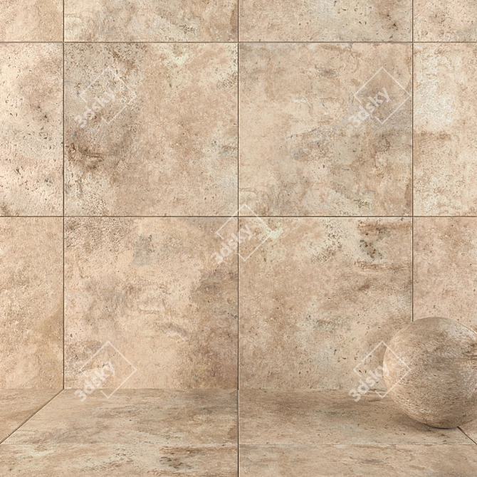 Elegant Aix Beige Wall Tiles 3D model image 1