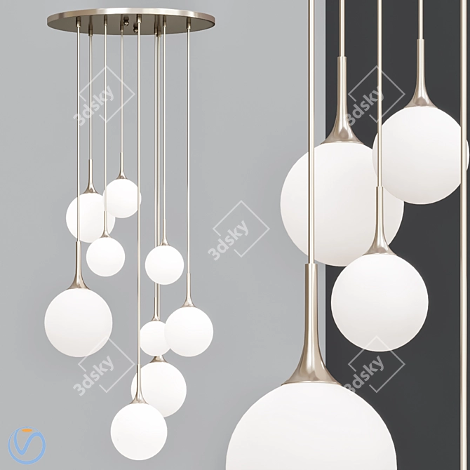 Whitley Round 9-Light Chandelier 3D model image 1