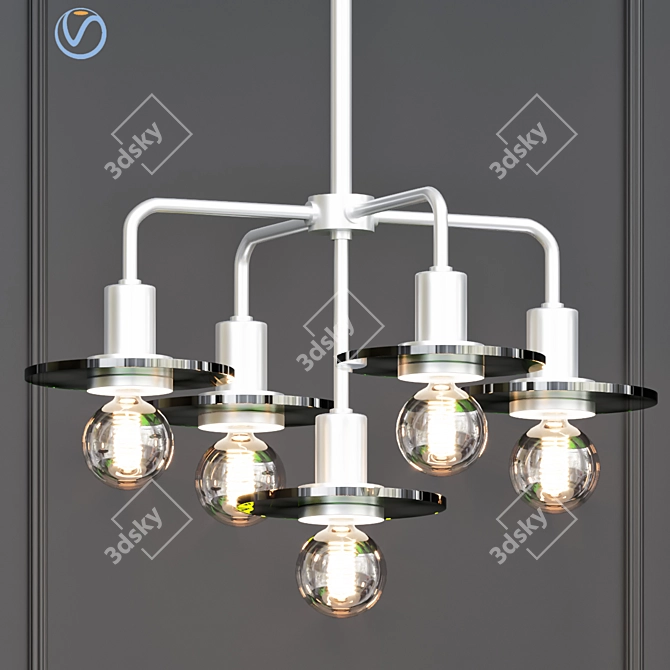 Sleek and Modern 5-Light Chandelier 3D model image 1