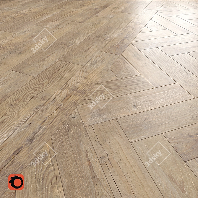 Golden Timber Beige Wood-Textured Floor Tile 3D model image 1