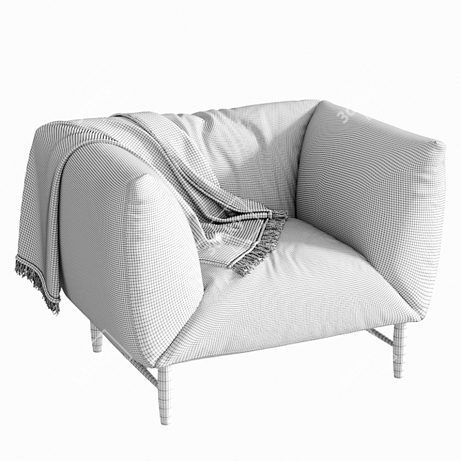 Modern Velvet Accent Chair 3D model image 3