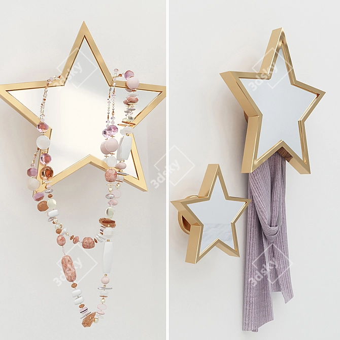 Starry Mirror Hook Set: Beautiful, Functional 3D model image 3