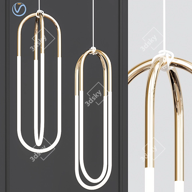 Rudi Double Loop Necklace: Sleek Elegance by Lukas Peet 3D model image 1