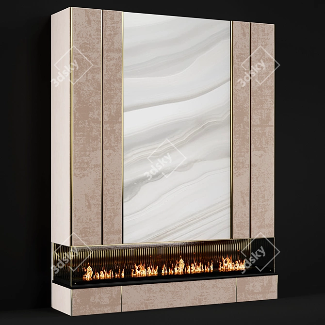 Modern Fireplace with Fabric Panels 3D model image 2