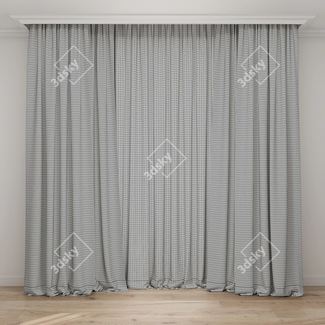 Title: Luxury Drapery Curtain Set 3D model image 2