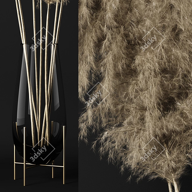 Elegant Pampas Arrangement in Glass 3D model image 2