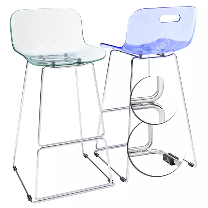 Modern Petal Bar Stool 3D model image 2