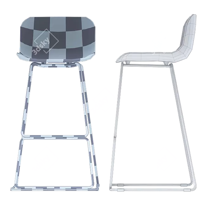 Modern Petal Bar Stool 3D model image 3