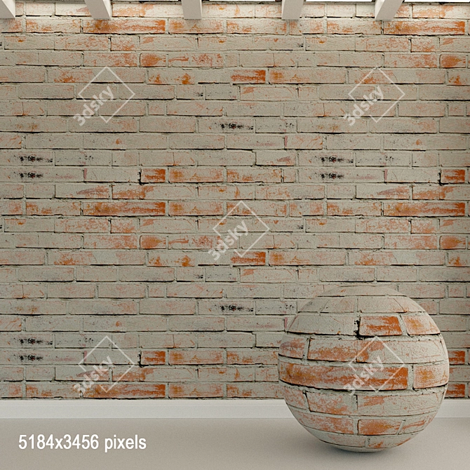 Vintage Brick Wall Texture 3D model image 1