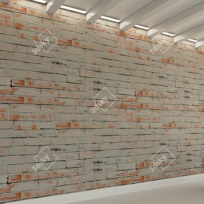 Vintage Brick Wall Texture 3D model image 2