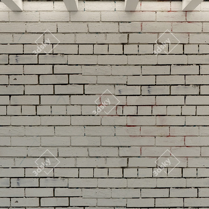 Vintage Brick Wall Texture 3D model image 2