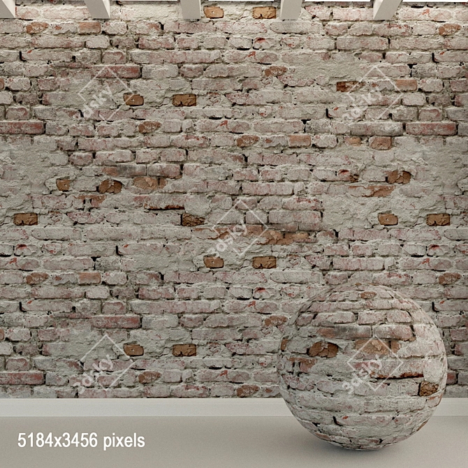 Vintage Brick Wall Texture 3D model image 1